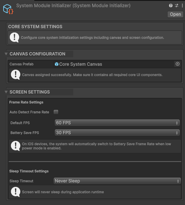 System Module Inspector Settings